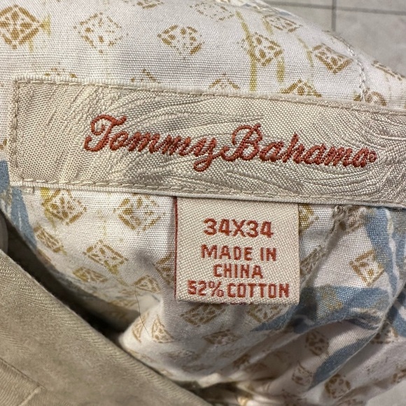 Tommy Bahama Cotton Blend Khaki Flat Front Chino Size 34x34 - Picture 4 of 4